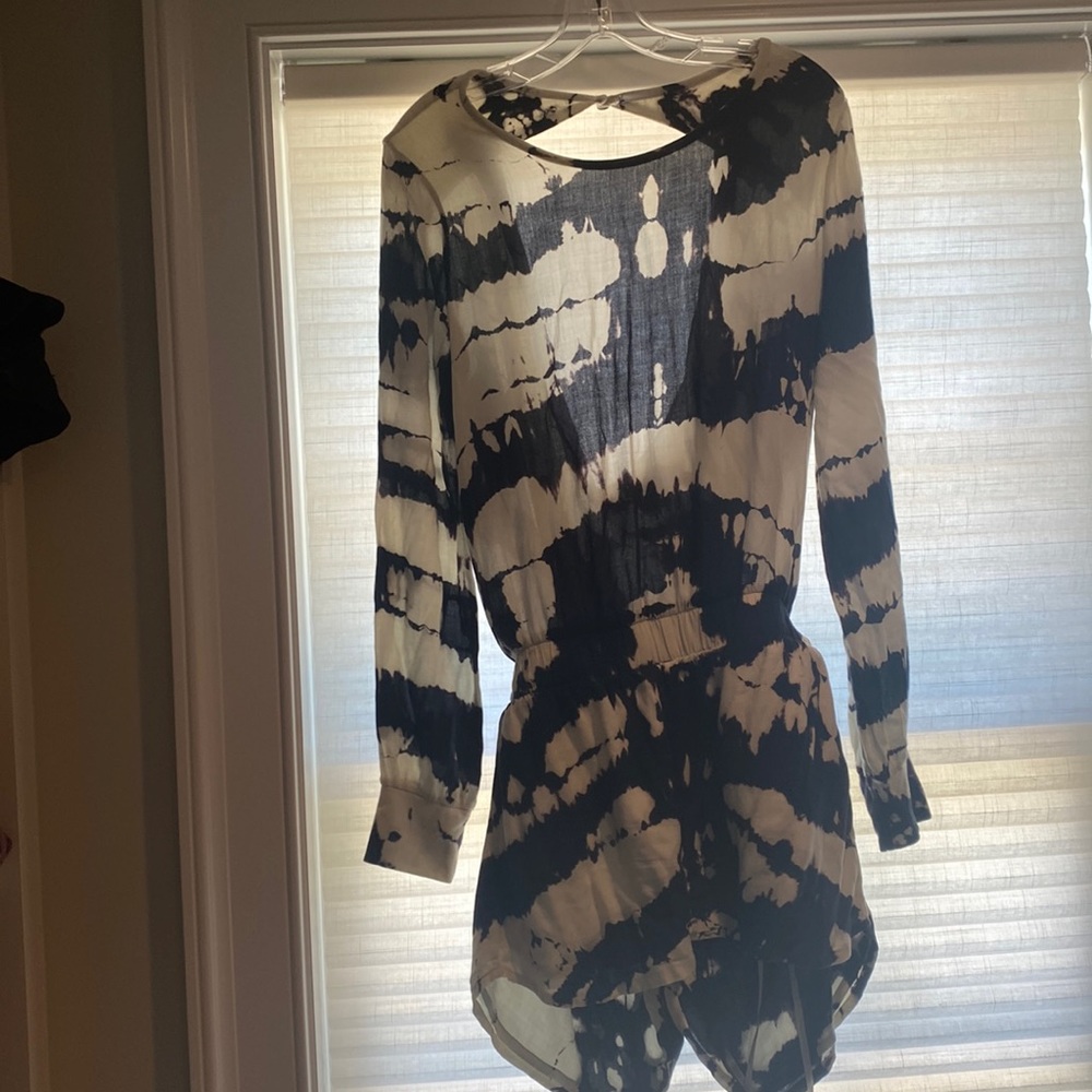 Open back tie dye long sleeve romper  size L
